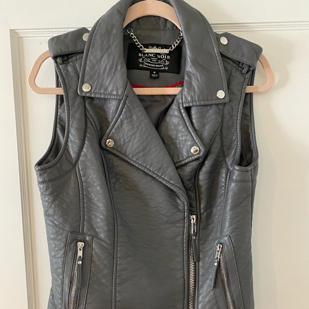 Blanc Noir Leather Biker Vest